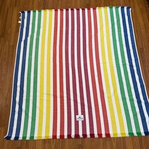 VTG Lacoste Monaco beach towel blanket rainbow stripes 57in x 63in.